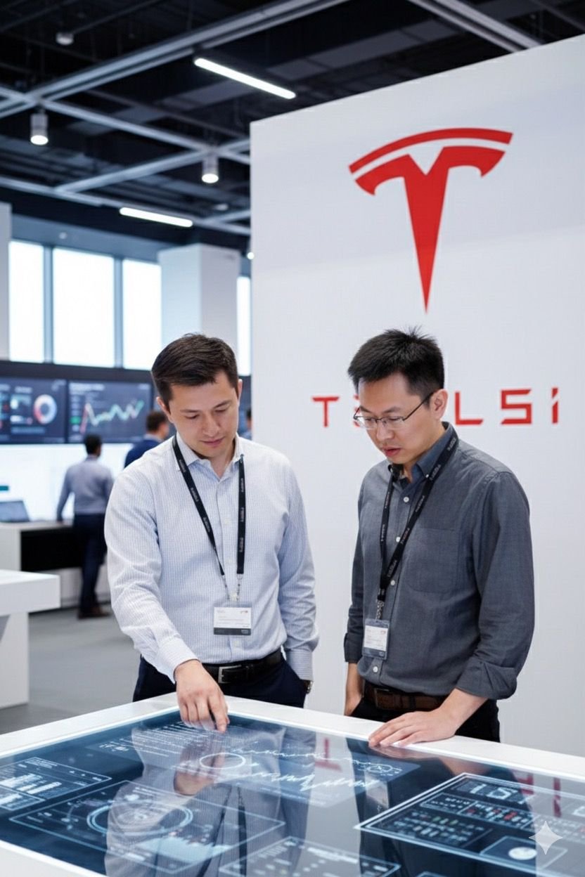 Team discussing data on a screen